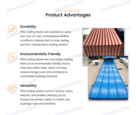 Grootte en afmeting Custom RAL 8017 Chocolade bruine kleur gecoate PPGI gegolfde stalen dakplaat tegel met custom coating