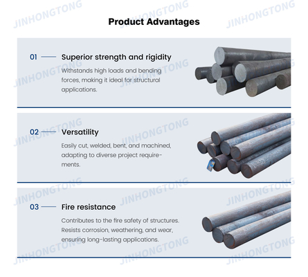 Warmgewalst AISI 1010 1020 1045 4140 4340 4540 Q345 Carbon Steel Ronde staaf 3 mm Oppervlak Zwart Inzetbaar HL Gepolijst