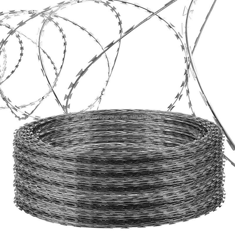 Razor prikkeldraad 500m prikkeldraad hek met kenmerken van hoge treksterkte draad en prikkeldraad afstand van 7,5cm-15cm